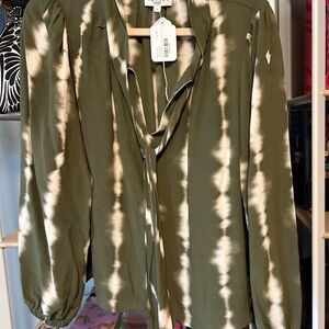 Tanya Taylor Olive Tie-Dye Women's Top preloved with callout